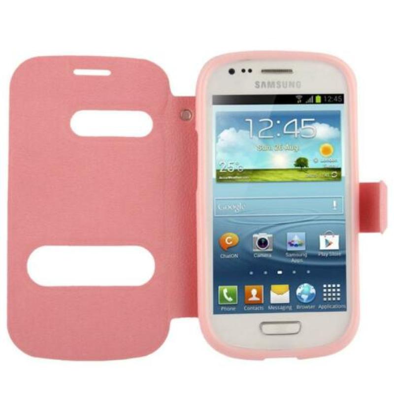 Roze Structuur Venster Hoes S3 Mini Samsung