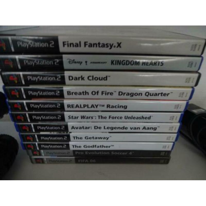 PS2 spelcomputer met games en controllers Dark Cloud FF10