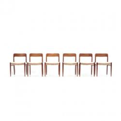 Set van 6 stoelen Niels Möller jaren '60 '70