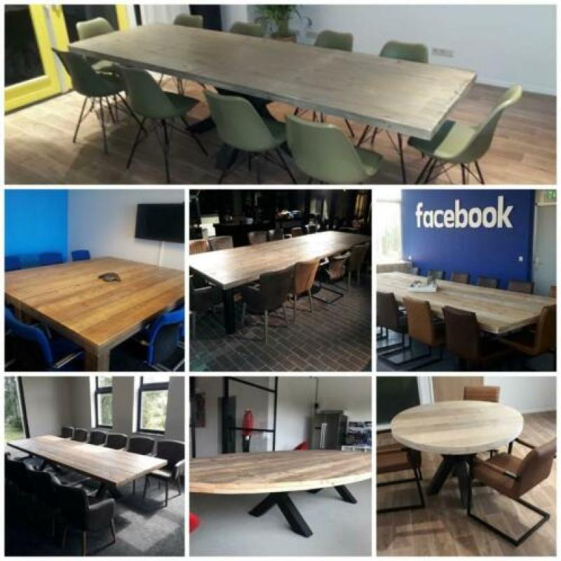 Vergadertafel, bureau steigerhout. Op maat / model gemaakt..