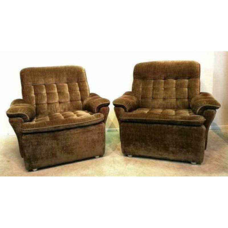 Fauteuils, 2 stuks, velourse stof, vintage