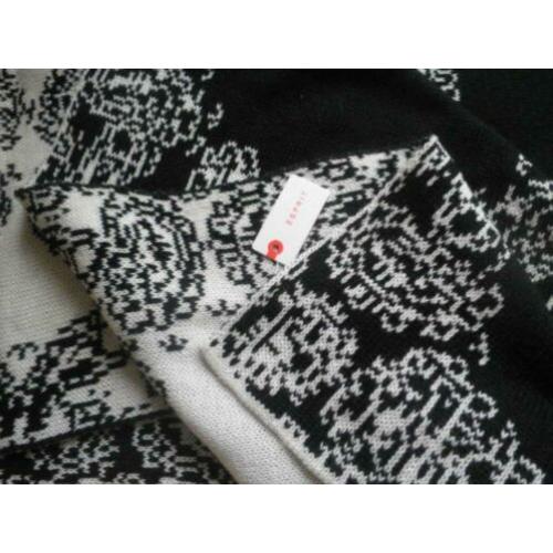 Sjaal Esprit zwart wit retro print NIEUW met kaartje
