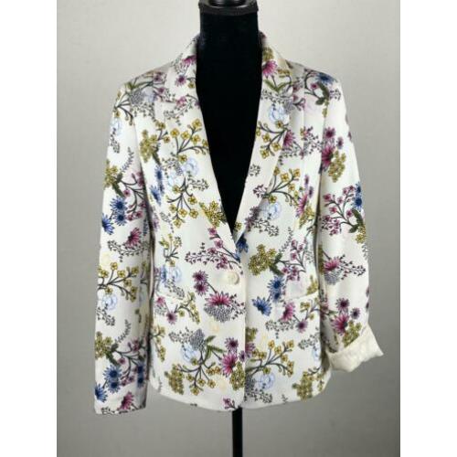 Fleurige Blazer “Floral” Ivory - Maat 40