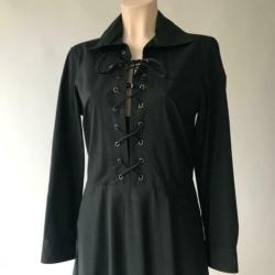 Ralph lauren, ZGAN, zwarte, katoenen jurk, maat 38