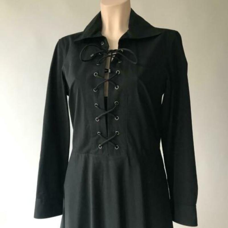 Ralph lauren, ZGAN, zwarte, katoenen jurk, maat 38