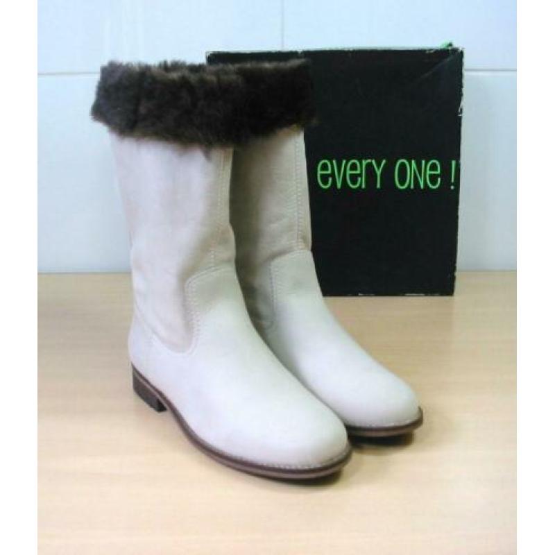 Every One leder beige halfhoge laarzen met omslag 37 NIEUW