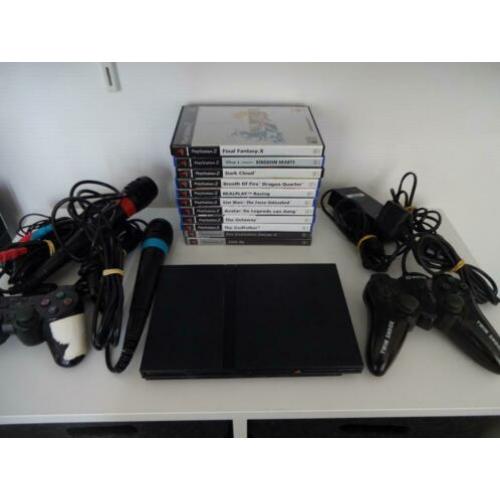 PS2 spelcomputer met games en controllers Dark Cloud FF10