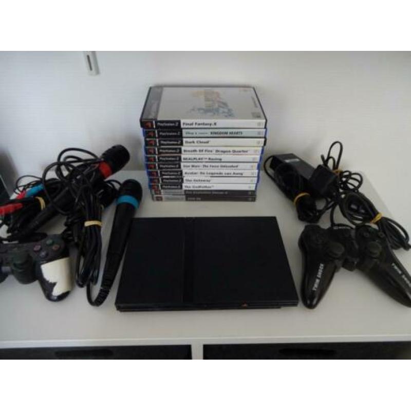 PS2 spelcomputer met games en controllers Dark Cloud FF10