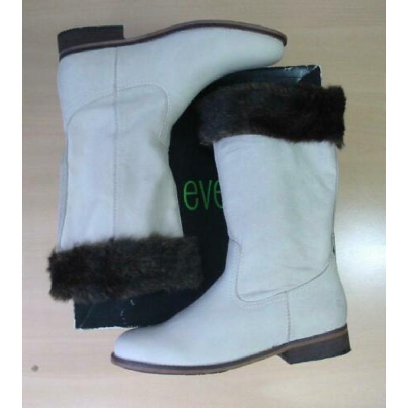 Every One leder beige halfhoge laarzen met omslag 37 NIEUW