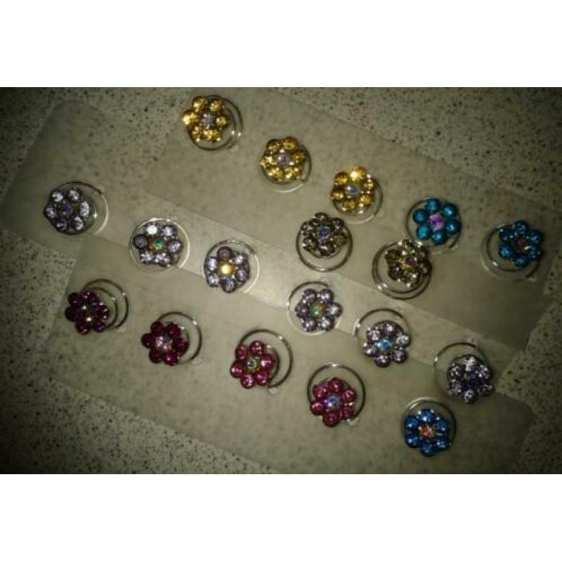 Set 6x curli strass steen ~lichtblauw~ Curly curlies