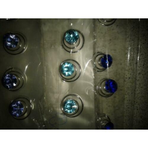 Set 6x curli strass steen ~lichtblauw~ Curly curlies
