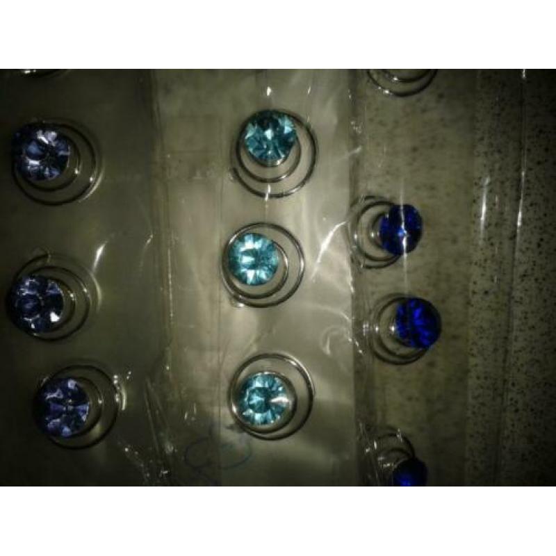 Set 6x curli strass steen ~lichtblauw~ Curly curlies
