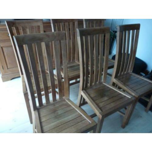 6 eetkamer stoelen teak hout