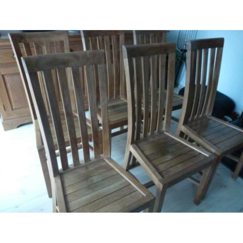 6 eetkamer stoelen teak hout