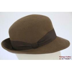 Vintage Dameshoed beige grijs vilt 56,5
