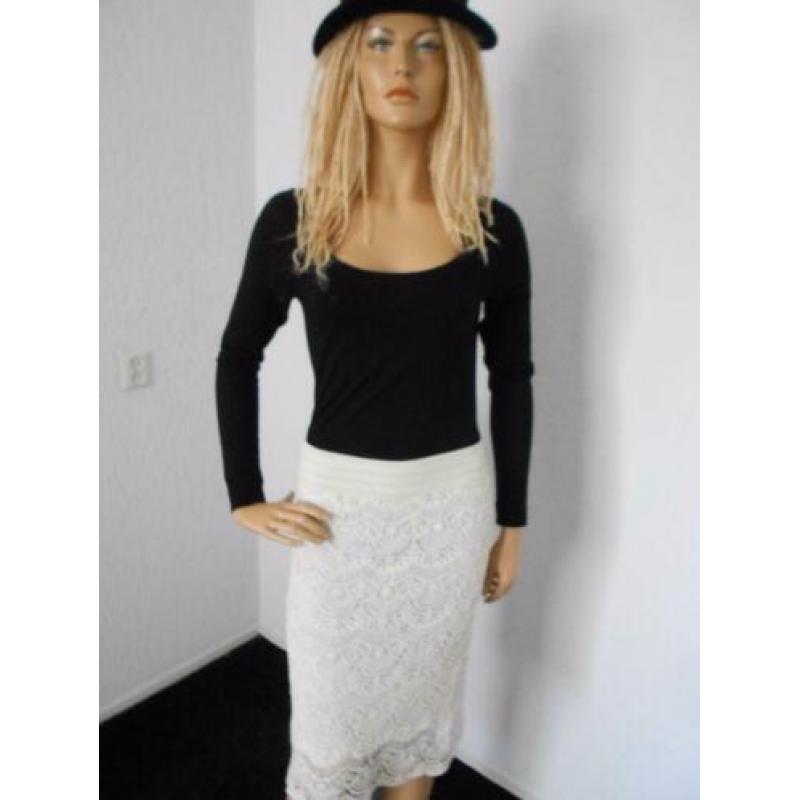 Beige als nieuw gehaakt kant rok 36 38 stijlvol chique