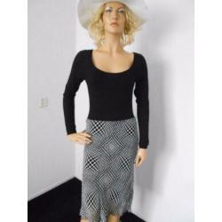 Nieuw zwart wit print polkadot genopt rok 40 M L