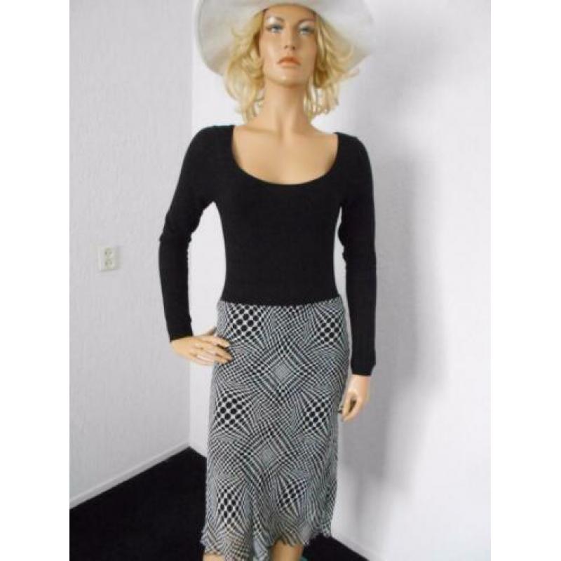 Nieuw zwart wit print polkadot genopt rok 40 M L