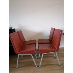 Avanti tafel glas uitschuifbaar met 4 stoelen leer terra