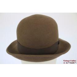 Vintage Dameshoed beige grijs vilt 56,5