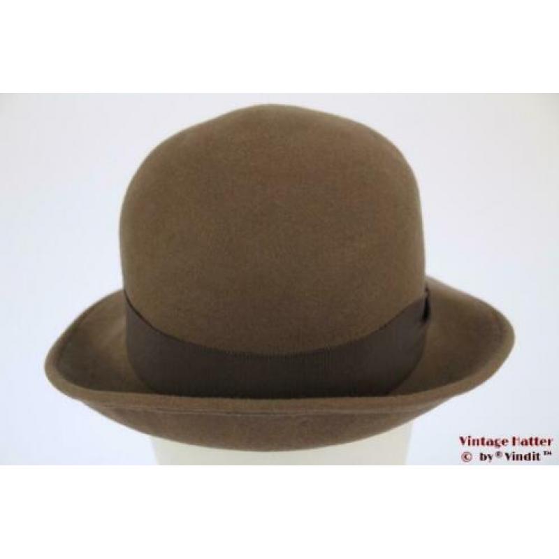 Vintage Dameshoed beige grijs vilt 56,5