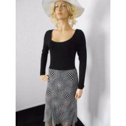 Nieuw zwart wit print polkadot genopt rok 40 M L
