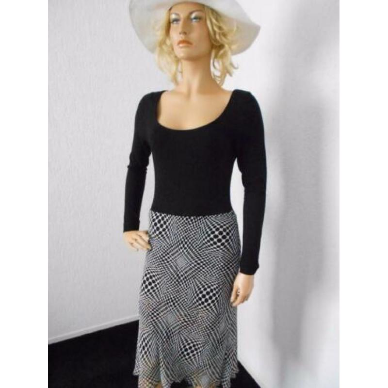 Nieuw zwart wit print polkadot genopt rok 40 M L
