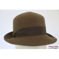 Vintage Dameshoed beige grijs vilt 56,5
