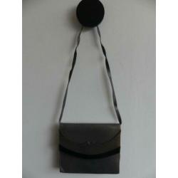 Grijs leren vintage damestas of clutch - netjes!