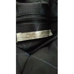 Pieces leren / suède tas zwart met franjes