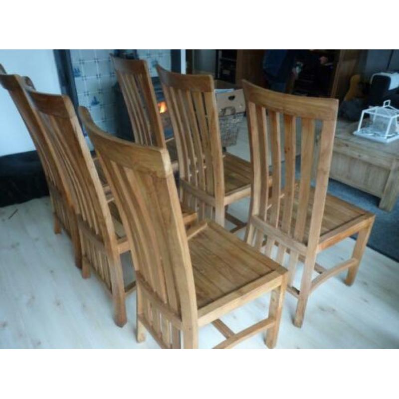 6 eetkamer stoelen teak hout