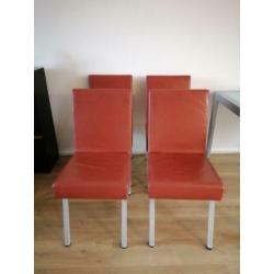 Avanti tafel glas uitschuifbaar met 4 stoelen leer terra