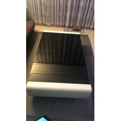 Salontafel Hoogglans wit met zwarte glas 140X80X32