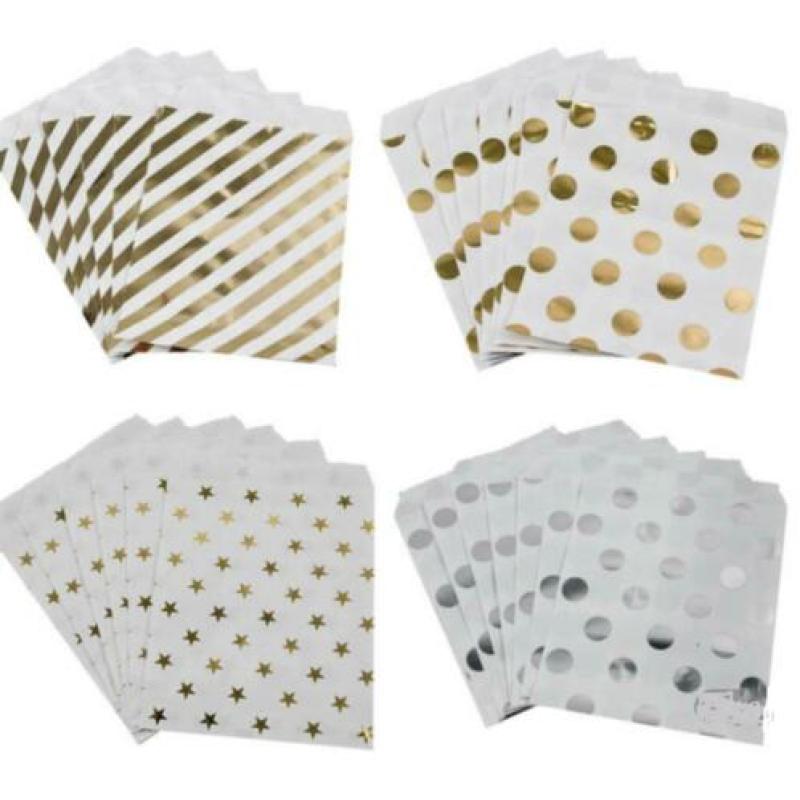 Traktatie zakjes - Uitdeelzakjes | Rosé Goud - Dots | Papier