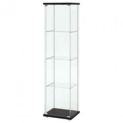 Vitrinekast met verlichting Ikea Detolf Zwart bruin 43x163cm