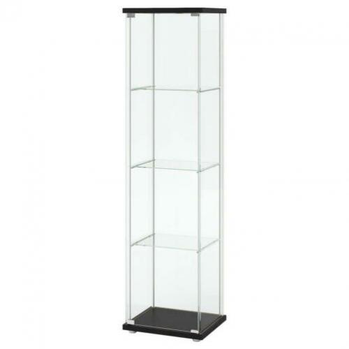 Vitrinekast met verlichting Ikea Detolf Zwart bruin 43x163cm
