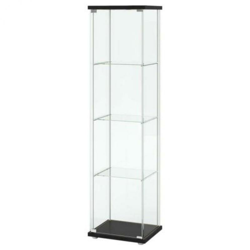 Vitrinekast met verlichting Ikea Detolf Zwart bruin 43x163cm