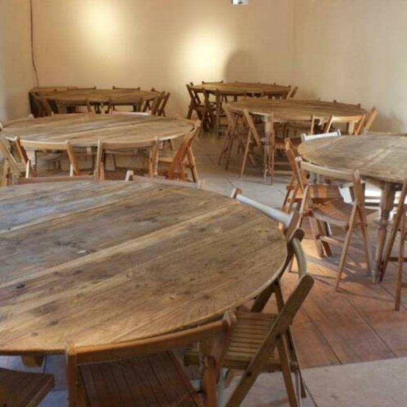 349 x Vintage houten klapstoelen bistro terrasstoelen 24