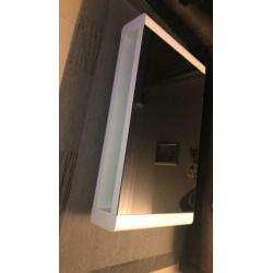 Salontafel Hoogglans wit met zwarte glas 140X80X32