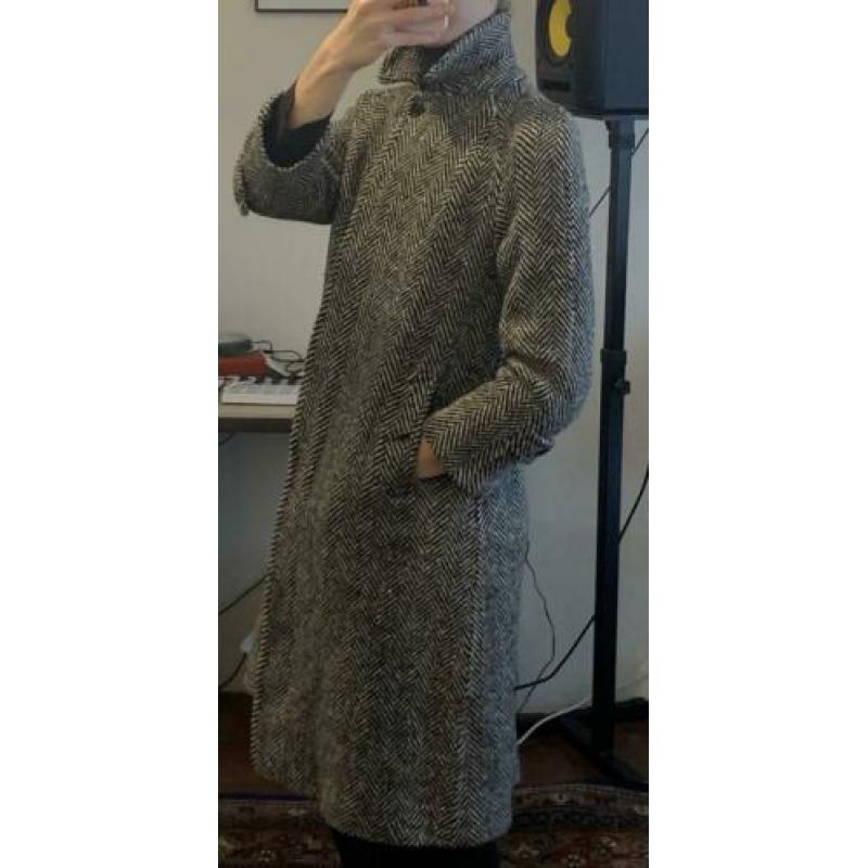 Vintage Burberrys Burberry jas wol tweed 36 34 zwart wit