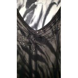 REVELATION singlet zwart met strass; Mt L (S822)