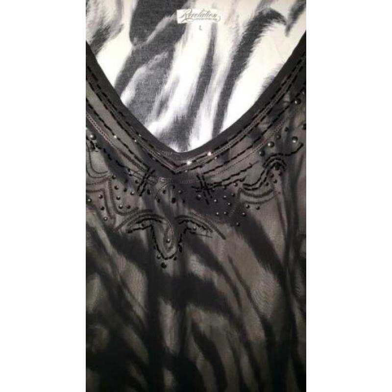 REVELATION singlet zwart met strass; Mt L (S822)