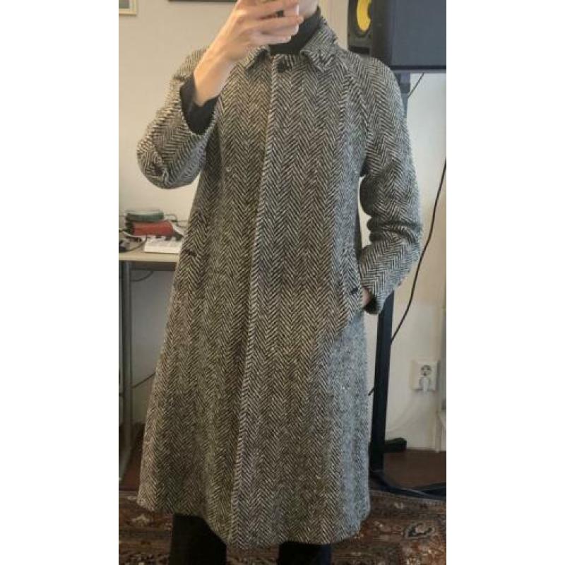 Vintage Burberrys Burberry jas wol tweed 36 34 zwart wit