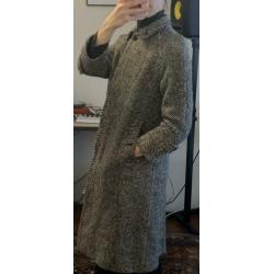 Vintage Burberrys Burberry jas wol tweed 36 34 zwart wit