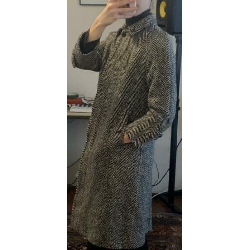 Vintage Burberrys Burberry jas wol tweed 36 34 zwart wit