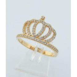 Prachtige 14 karaat Gouden Kroon Ring witte Saffieren M18.5