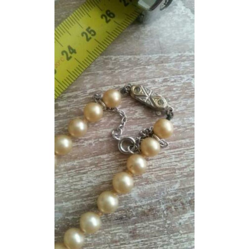 Vintage retro nep parelketting parel ketting mooie sluiting