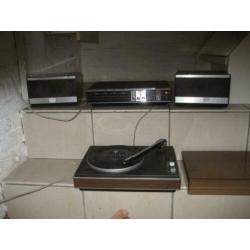 Sixties stereo combi versterker pick up boxen hout