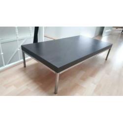 Rechthoekige salontafel zwart/bruin met chroom onderstel
