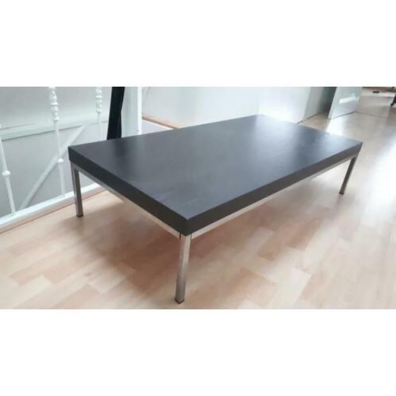 Rechthoekige salontafel zwart/bruin met chroom onderstel